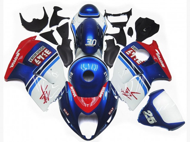 97-07 Blaues & Weißes Custom-Logo Motul Suzuki GSXR 1300 Motorrad Verkleidungen